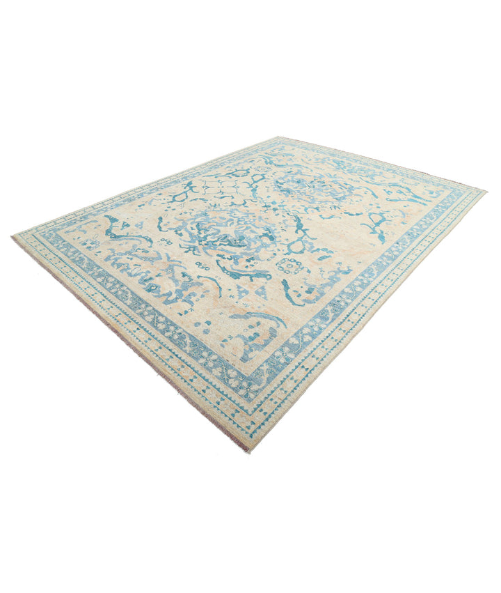 Beige Afghan Oushak Rug 8' 9" x 11' 7" Hand-Knotted | No. AT62371