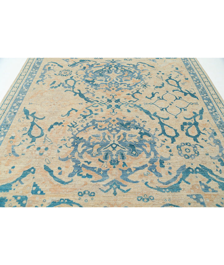 Beige Afghan Oushak Rug 8' 9" x 11' 7" Hand-Knotted | No. AT62371