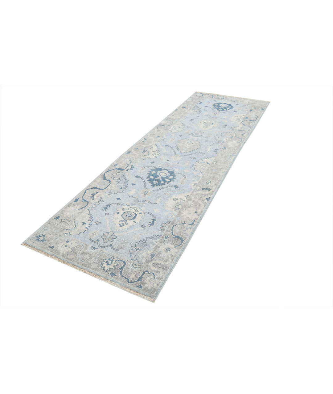 Hand Knotted Oushak Wool Rug 3' 2" x 9' 7" - No. AT760064