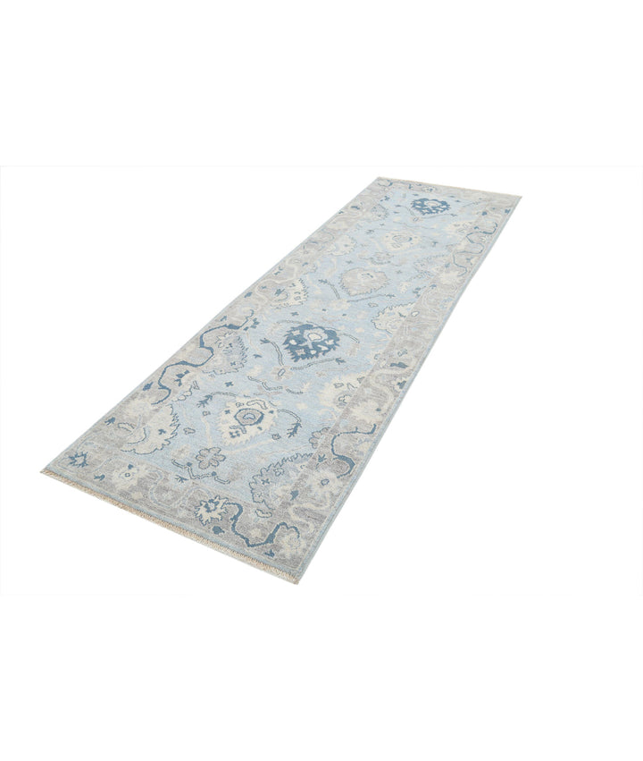Hand Knotted Oushak Wool Rug 3' 2" x 9' 7" - No. AT760064