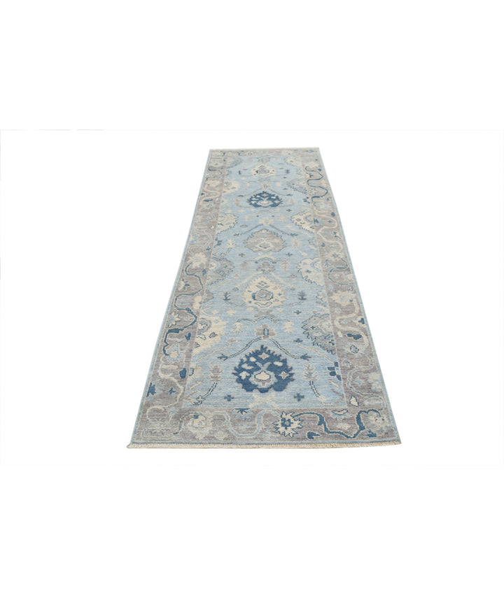 Hand Knotted Oushak Wool Rug 3' 2" x 9' 7" - No. AT760064