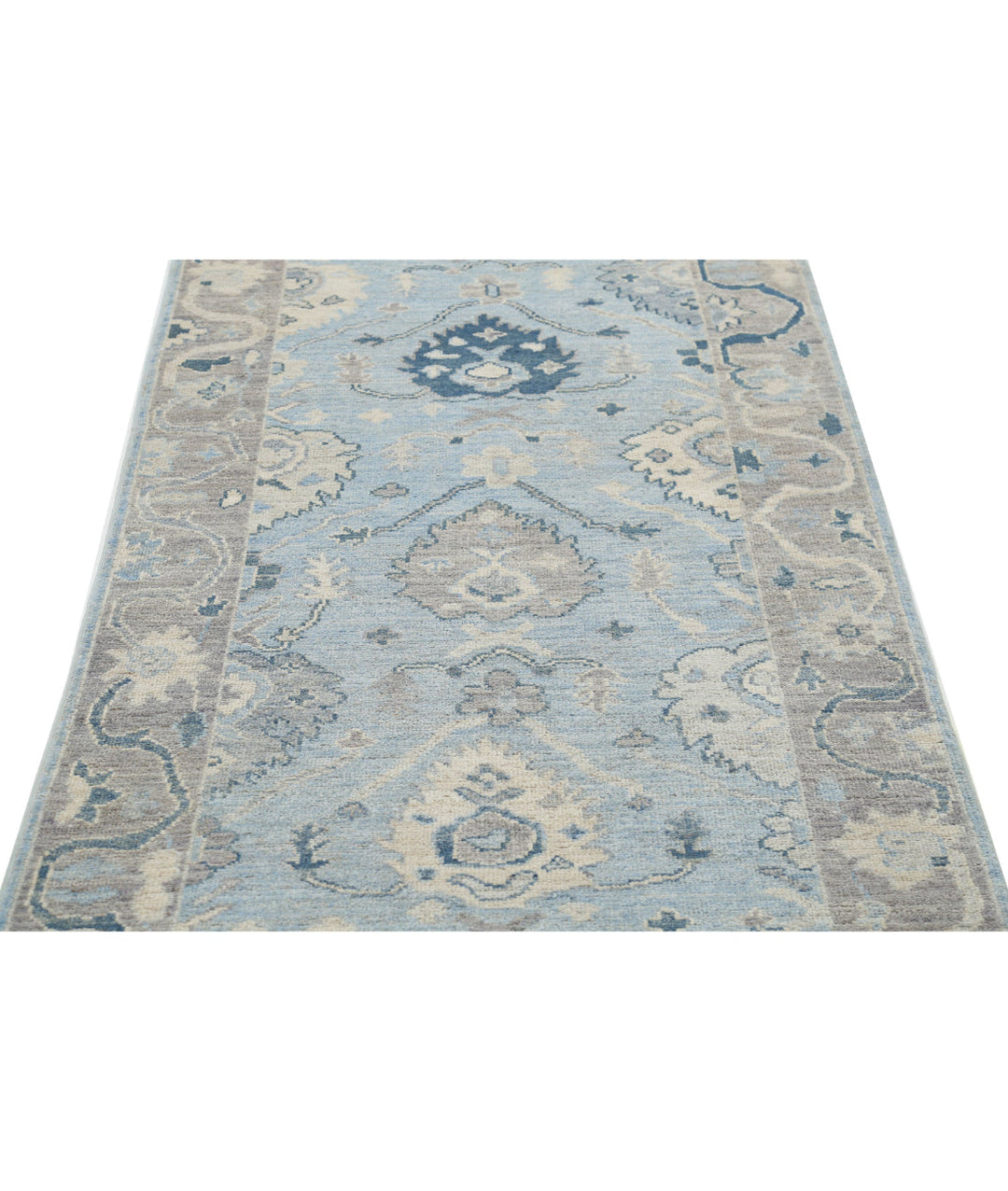 Hand Knotted Oushak Wool Rug 3' 2" x 9' 7" - No. AT760064