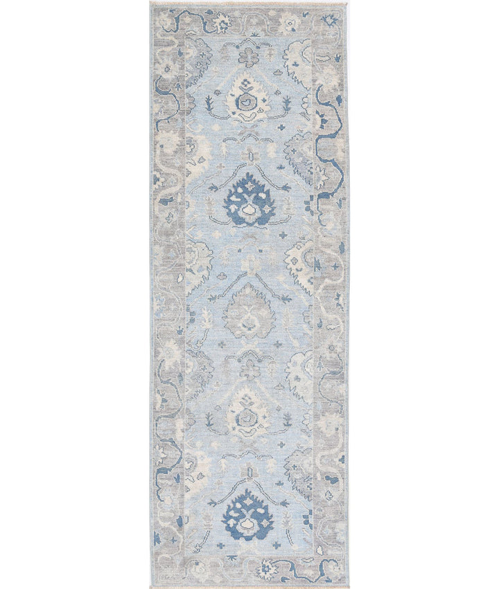 Hand Knotted Oushak Wool Rug 3' 2" x 9' 7" - No. AT760064
