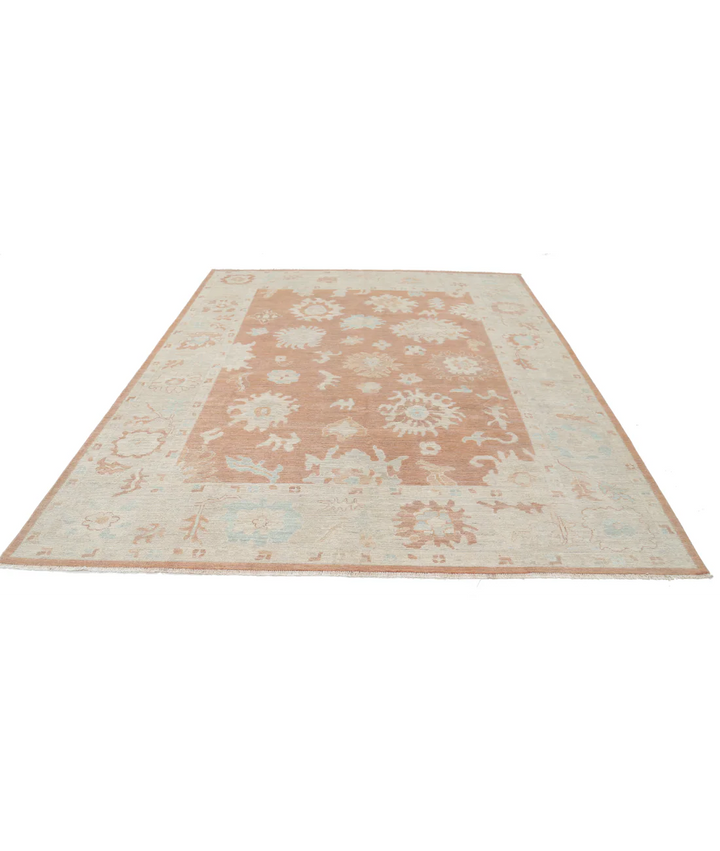 Hand Knotted Oushak Wool Rug 8' 3" x 9' 11" - No. AT854657