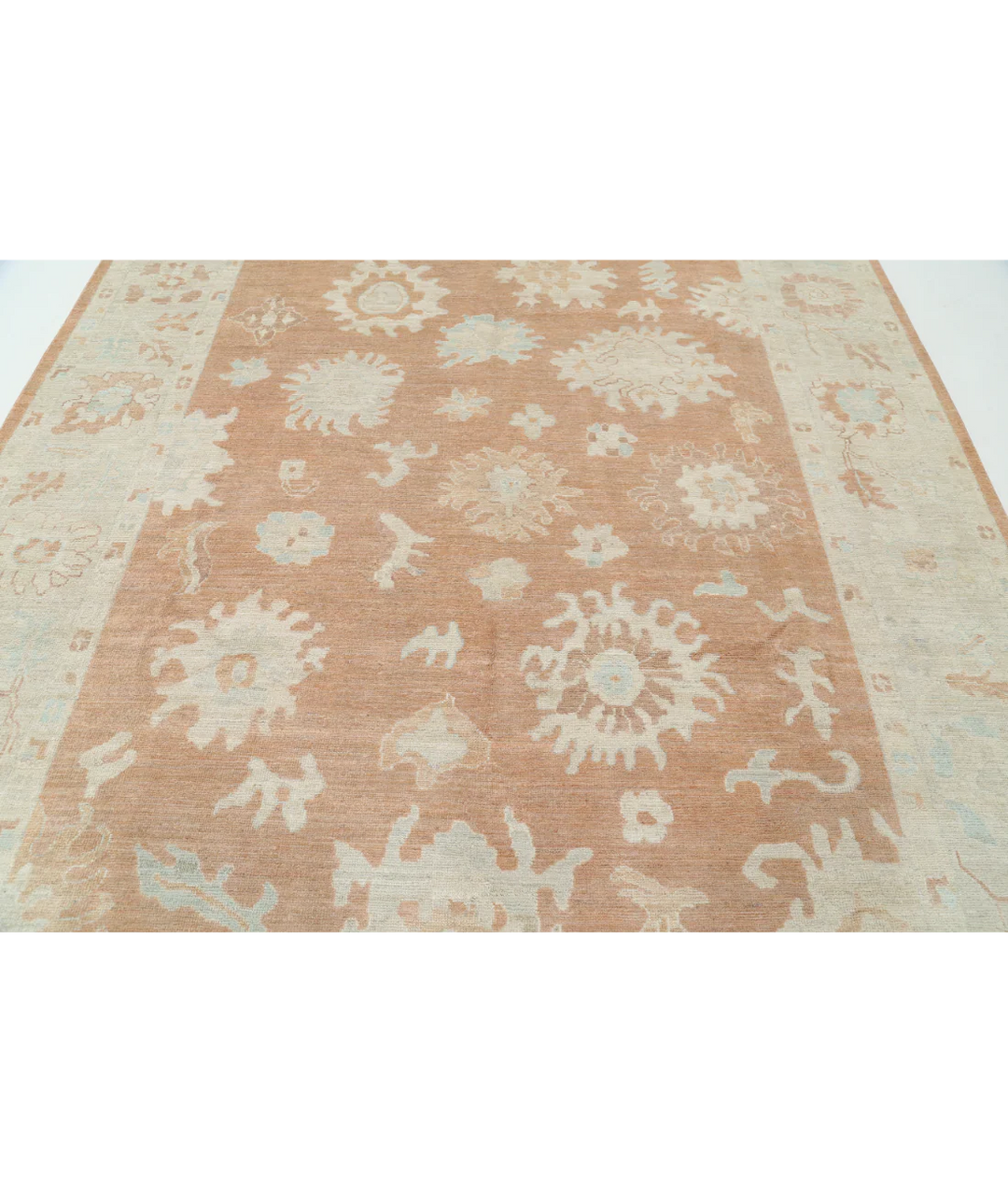 Hand Knotted Oushak Wool Rug 8' 3" x 9' 11" - No. AT854657