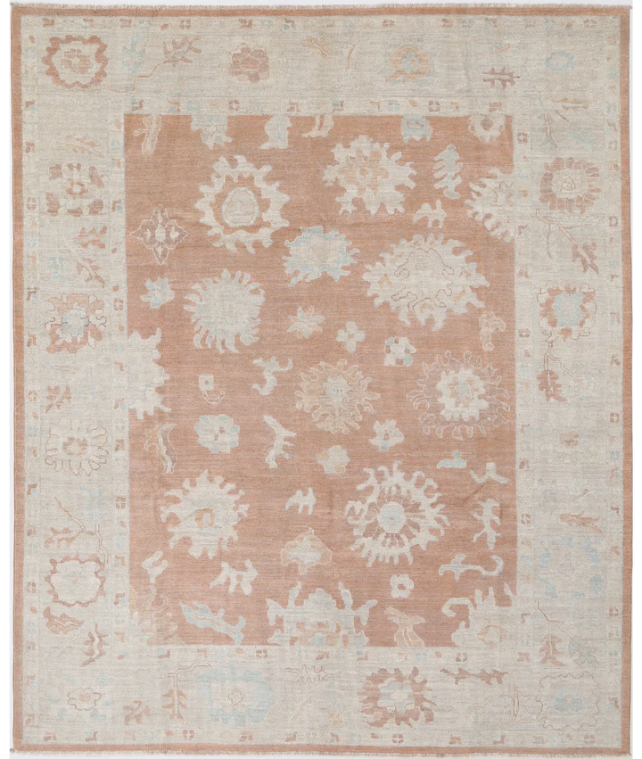 Hand Knotted Oushak Wool Rug 8' 3" x 9' 11" - No. AT854657