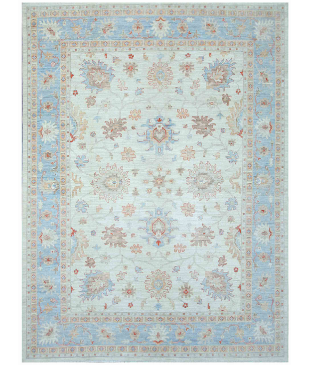 Hand Knotted Oushak Wool Rug 9'  9" x 13'  3" - No. AT47815