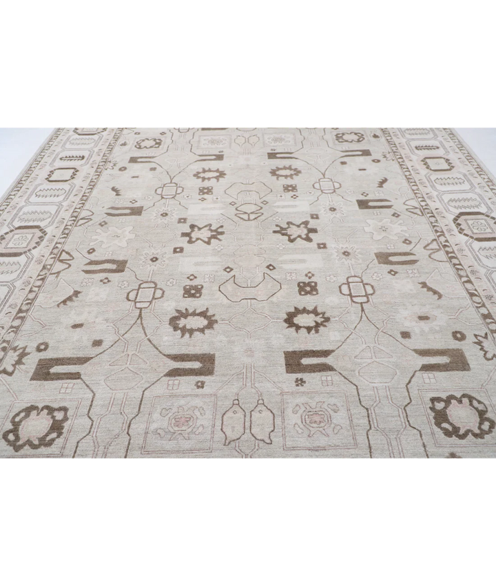 Hand Knotted Oushak Wool Rug 9' 10" x 13' 8" - No. AT93181