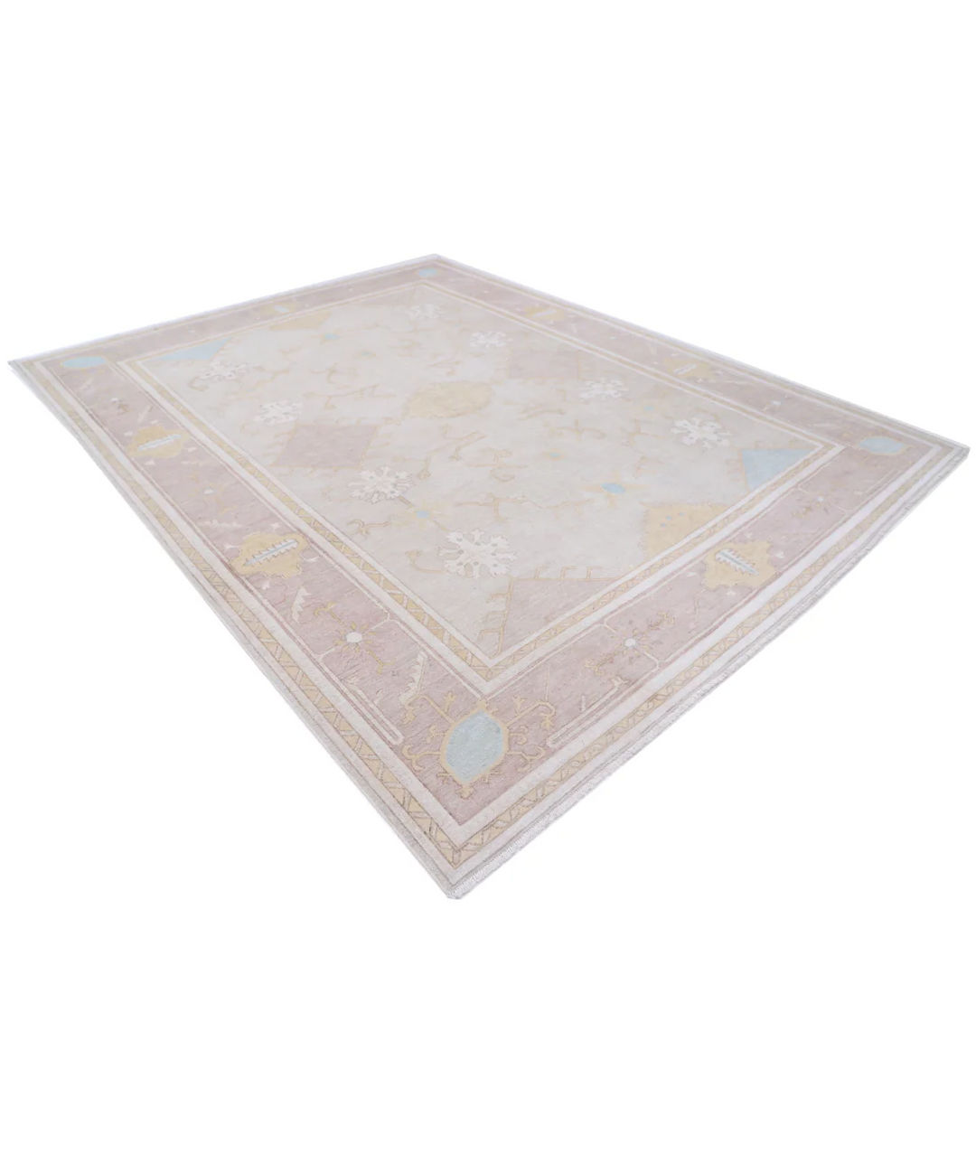 Ivory Afghan Oushak Rug 8'10" x 11'0" Hand-Knotted | No. AT55719