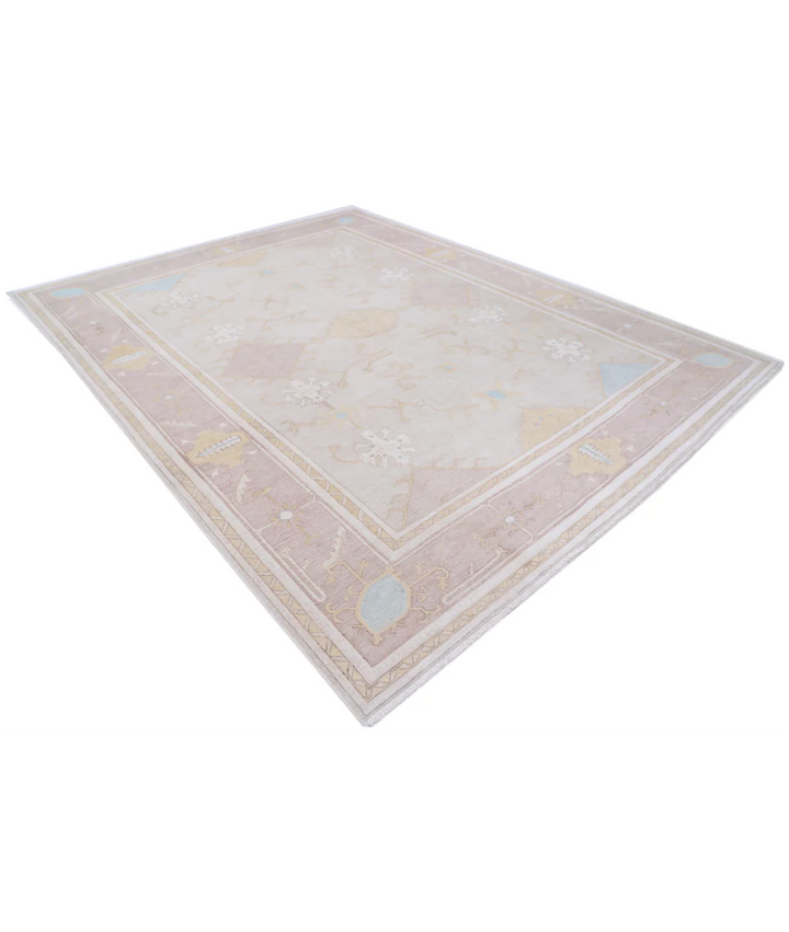 Ivory Afghan Oushak Rug 8'10" x 11'0" Hand-Knotted | No. AT55719