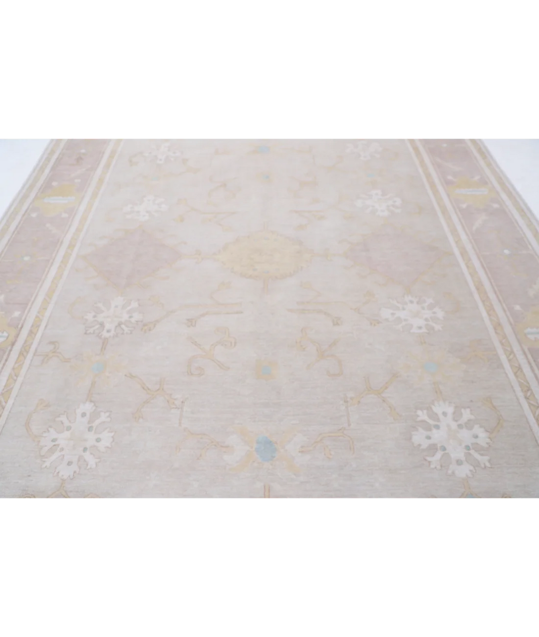 Ivory Afghan Oushak Rug 8'10" x 11'0" Hand-Knotted | No. AT55719