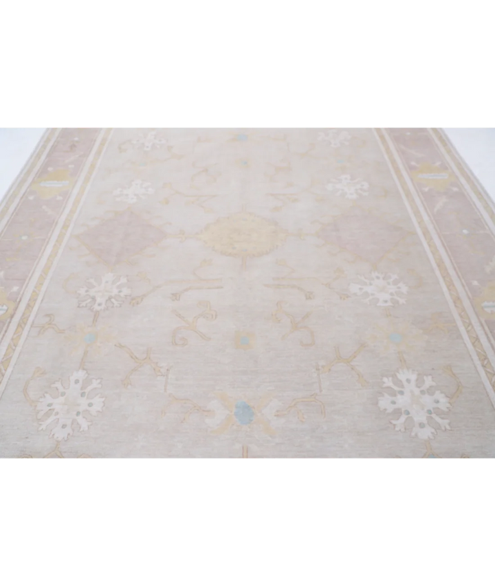Ivory Afghan Oushak Rug 8'10" x 11'0" Hand-Knotted | No. AT55719