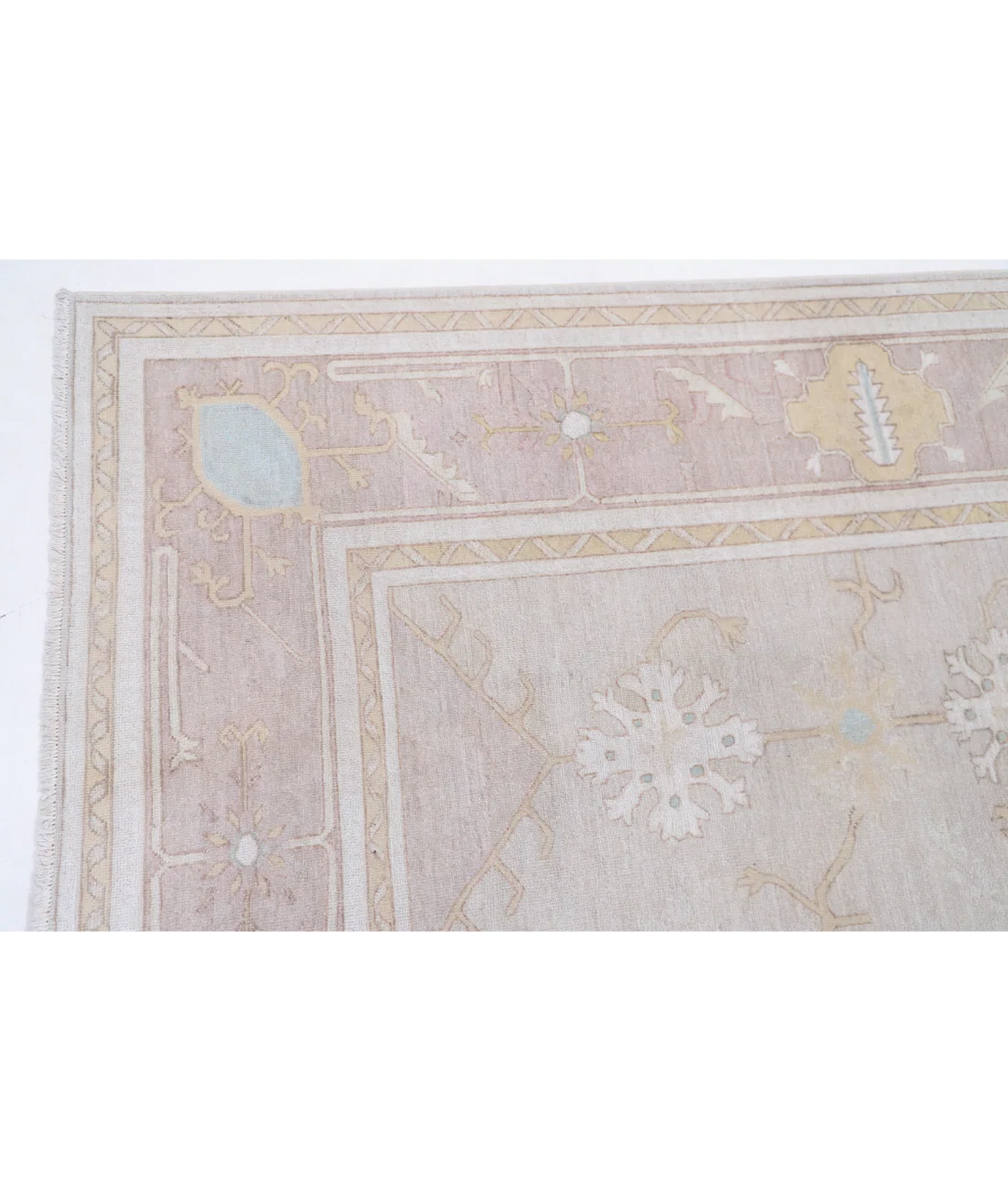 Ivory Afghan Oushak Rug 8'10" x 11'0" Hand-Knotted | No. AT55719