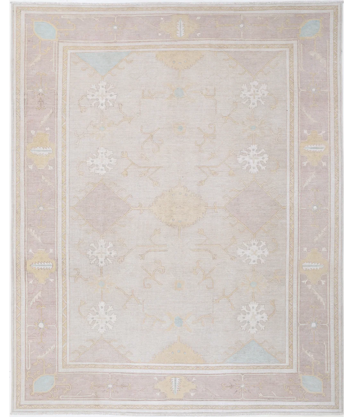 Ivory Afghan Oushak Rug 8'10" x 11'0" Hand-Knotted | No. AT55719