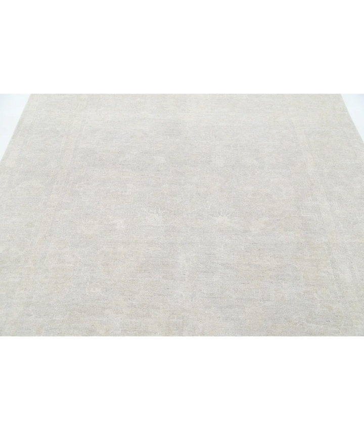 Ivory Afghan Oushak Rug 6' 5" x 9' 0" Hand-Knotted border