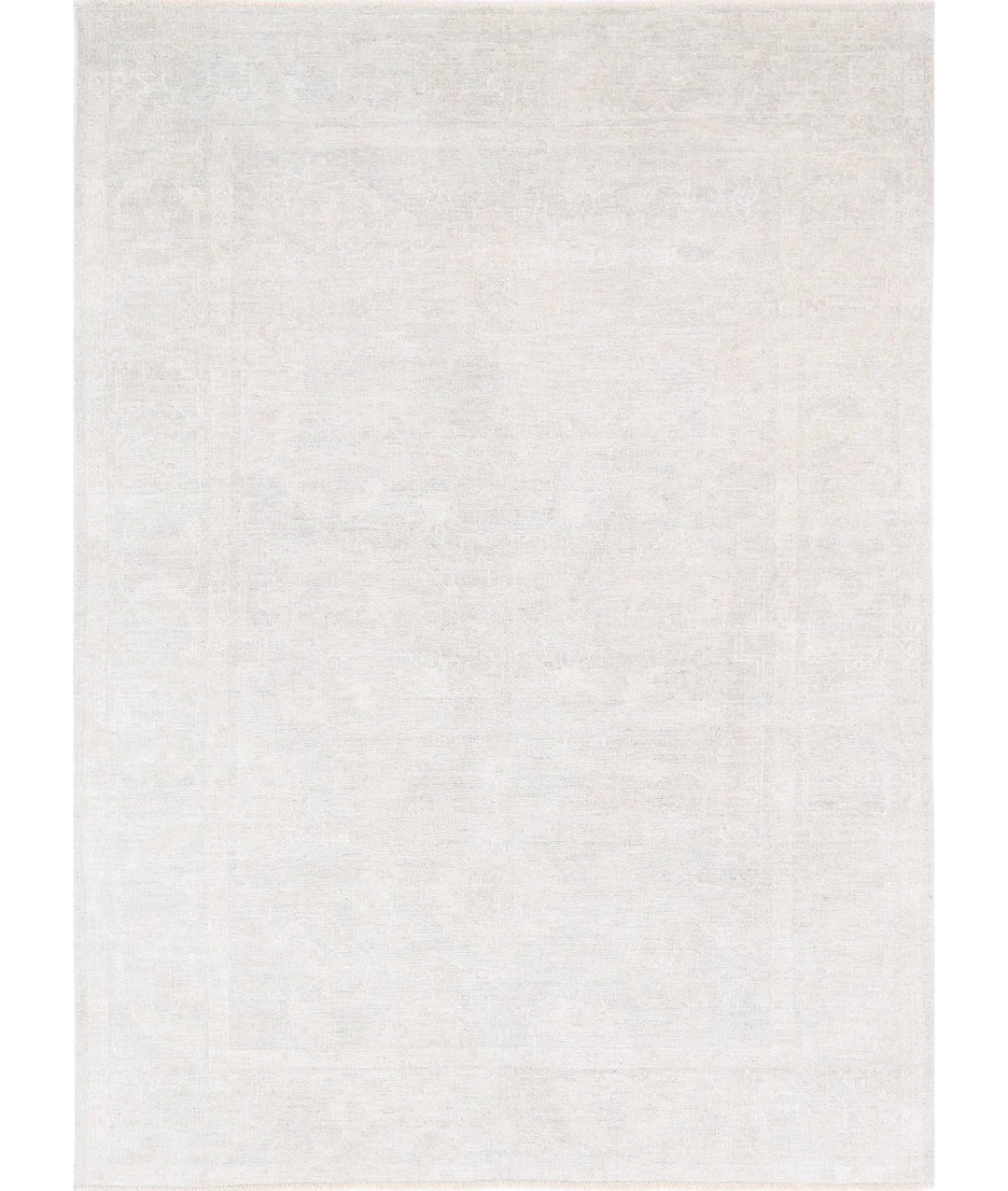 Ivory Afghan Oushak Rug 6' 5" x 9' 0" Hand-Knotted