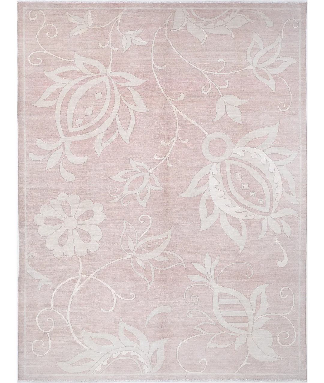 Brown Afghan Oushak Rug 8' 8" x 11' 9" Hand-Knotted