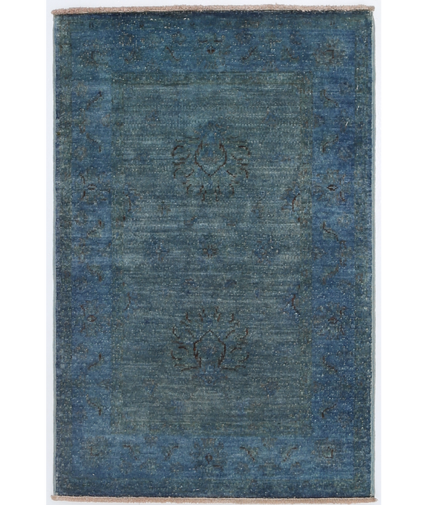 Hand Knotted Overdye Wool Rug 1'  11" x 2'  11" - No. AT66896