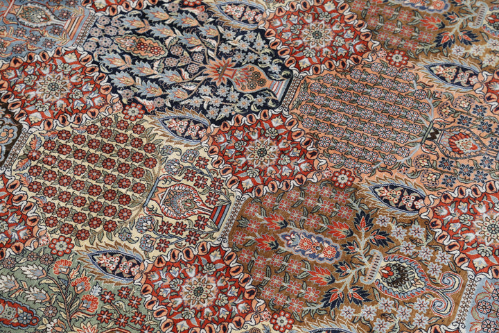 Afghan Qum Silk Rug 6' 0" x 9' 0" Hand-Knotted | No. AT56543