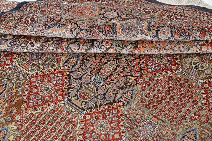 Afghan Qum Silk Rug 6' 0" x 9' 0" Hand-Knotted | No. AT56543