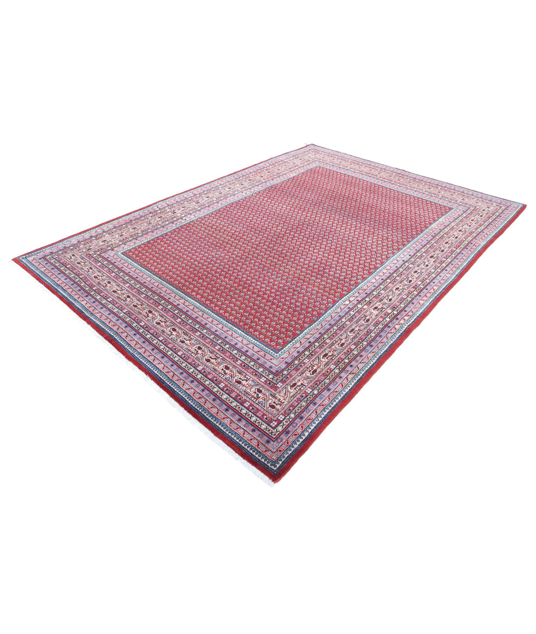 Red Afghan Mir Saraband Rug 6'10" x 10'2" Hand-Knotted | No. AT47060