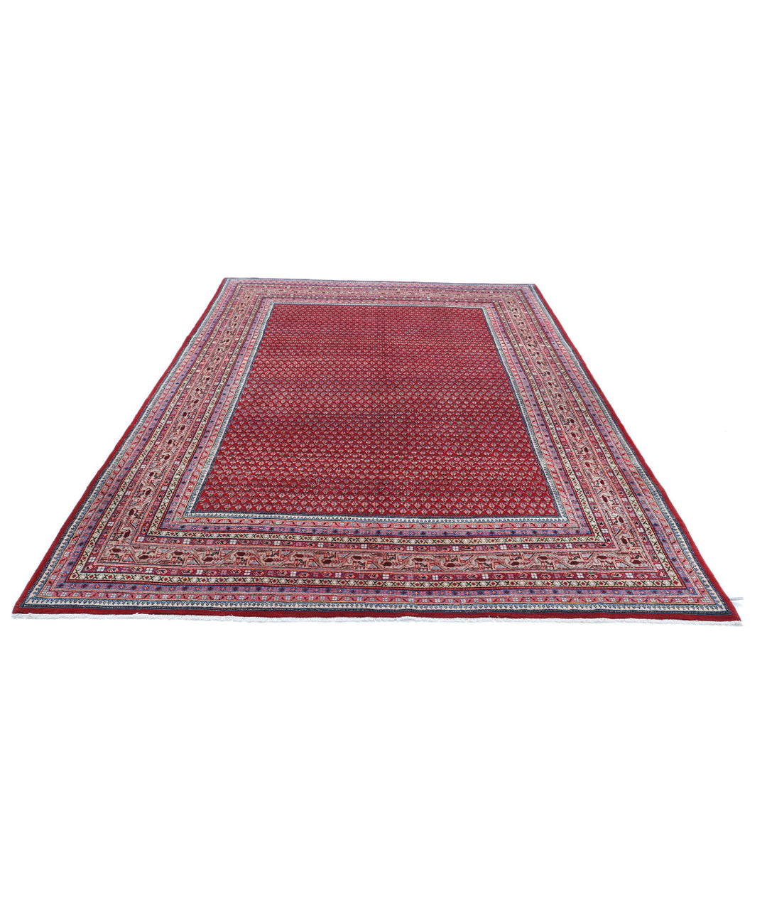 Red Afghan Mir Saraband Rug 6'10" x 10'2" Hand-Knotted | No. AT47060