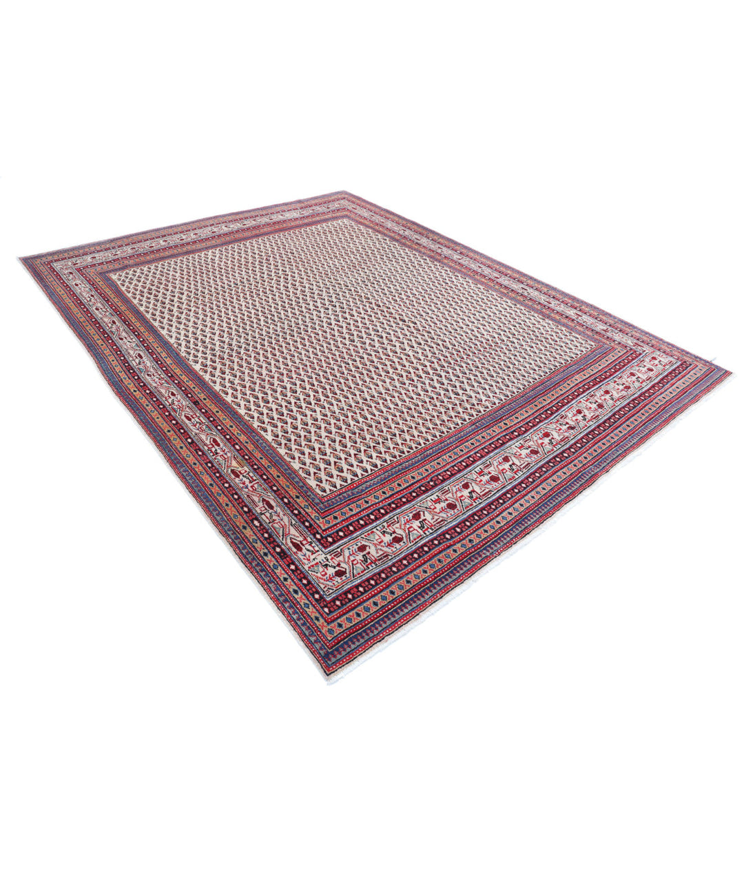 Ivory Afghan Mir Saraband Rug 7' 9" x 9' 11" Hand-Knotted | No. AT33349