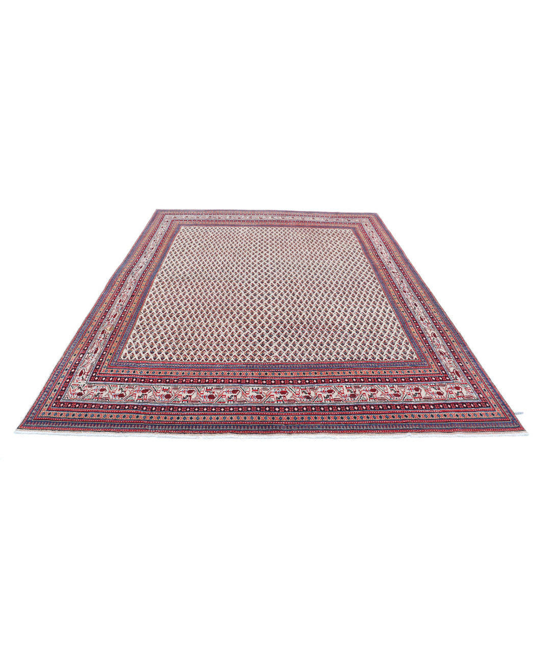 Ivory Afghan Mir Saraband Rug 7' 9" x 9' 11" Hand-Knotted | No. AT33349