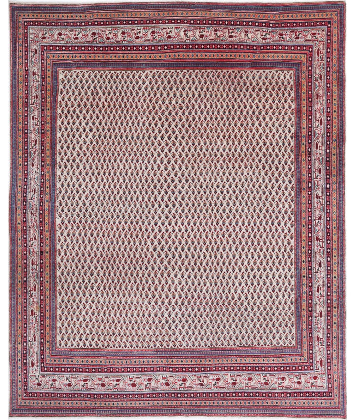 Ivory Afghan Mir Saraband Rug 7' 9" x 9' 11" Hand-Knotted | No. AT33349