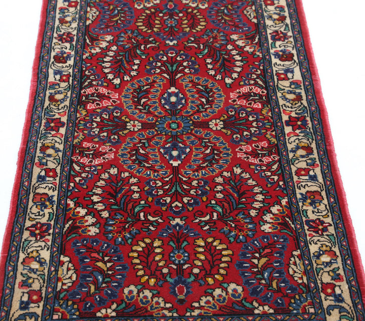 Afghan Oriental Sarouk Rug 2' 1" x 4' 2" Hand-Knotted | No. AT26699