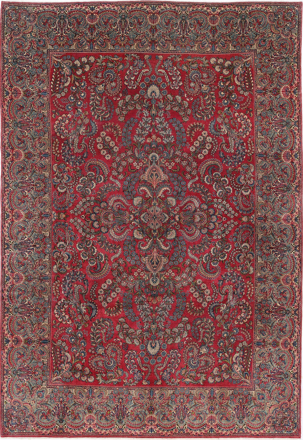 Hand Knotted Antique Oriental Sarouk Fine Wool Rug 9' 11" x 14' 3" - No. AT20424
