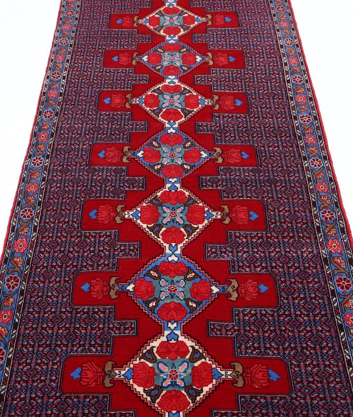 Afghan Senneh Runner Rug 3' 1" x 12' 1" Hand-Knotted | No. AT70388