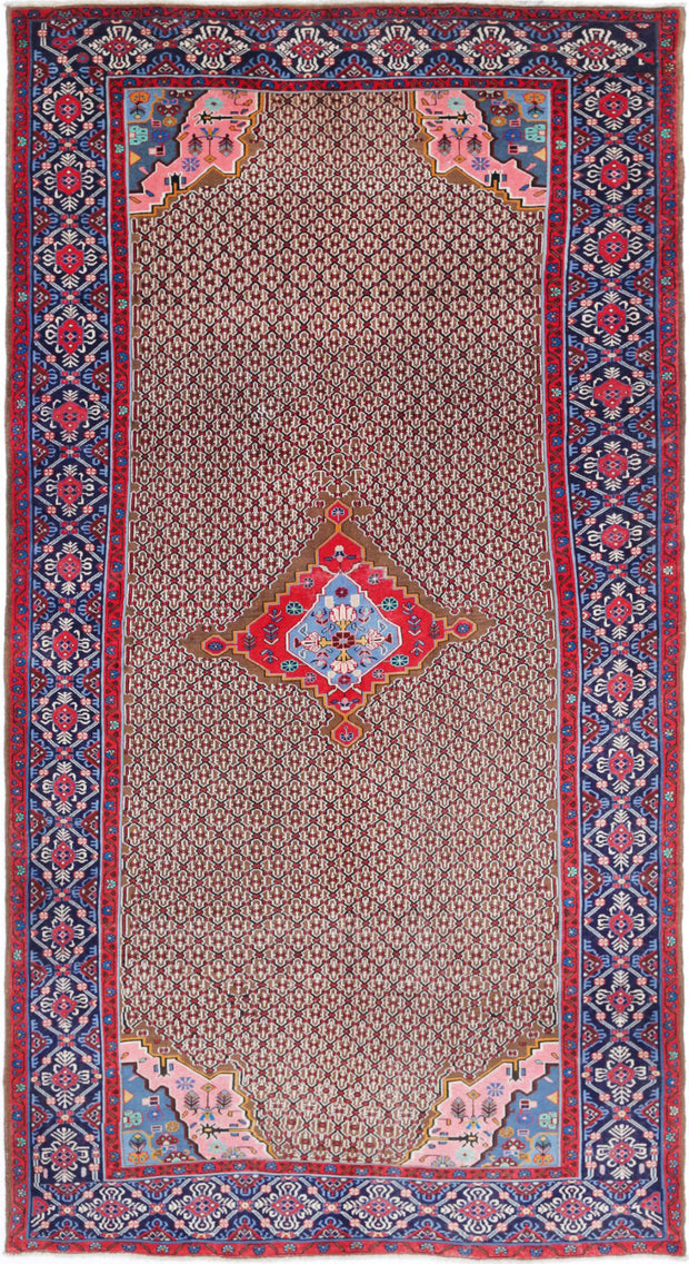 Hand Knotted Semi Antique Oriental Senneh Wool Rug 5' 2" x 9' 10" - No. AT89829
