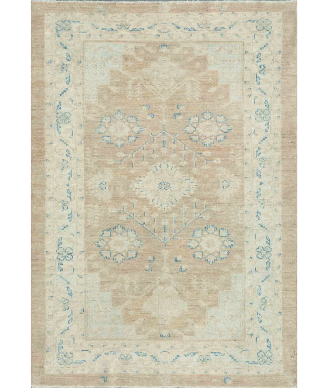 Brown Afghan Serenity Rug 3' 10" x 5' 6" Hand-Knotted