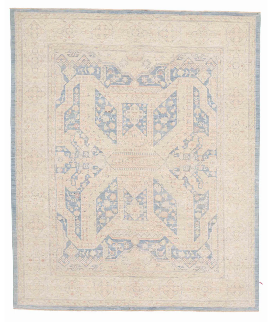 Blue Afghan Tabriz Rug 8' 0" x 9' 9" Hand-Knotted