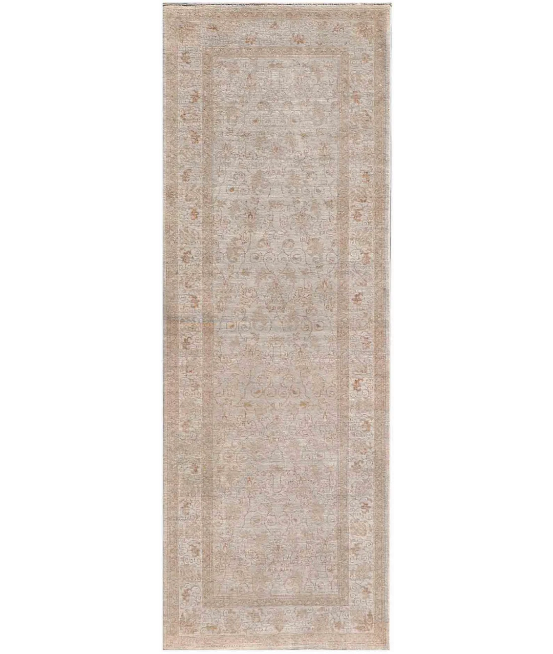 Beige Afghan Tabriz Rug 3' 0" x 8' 4" Hand-Knotted