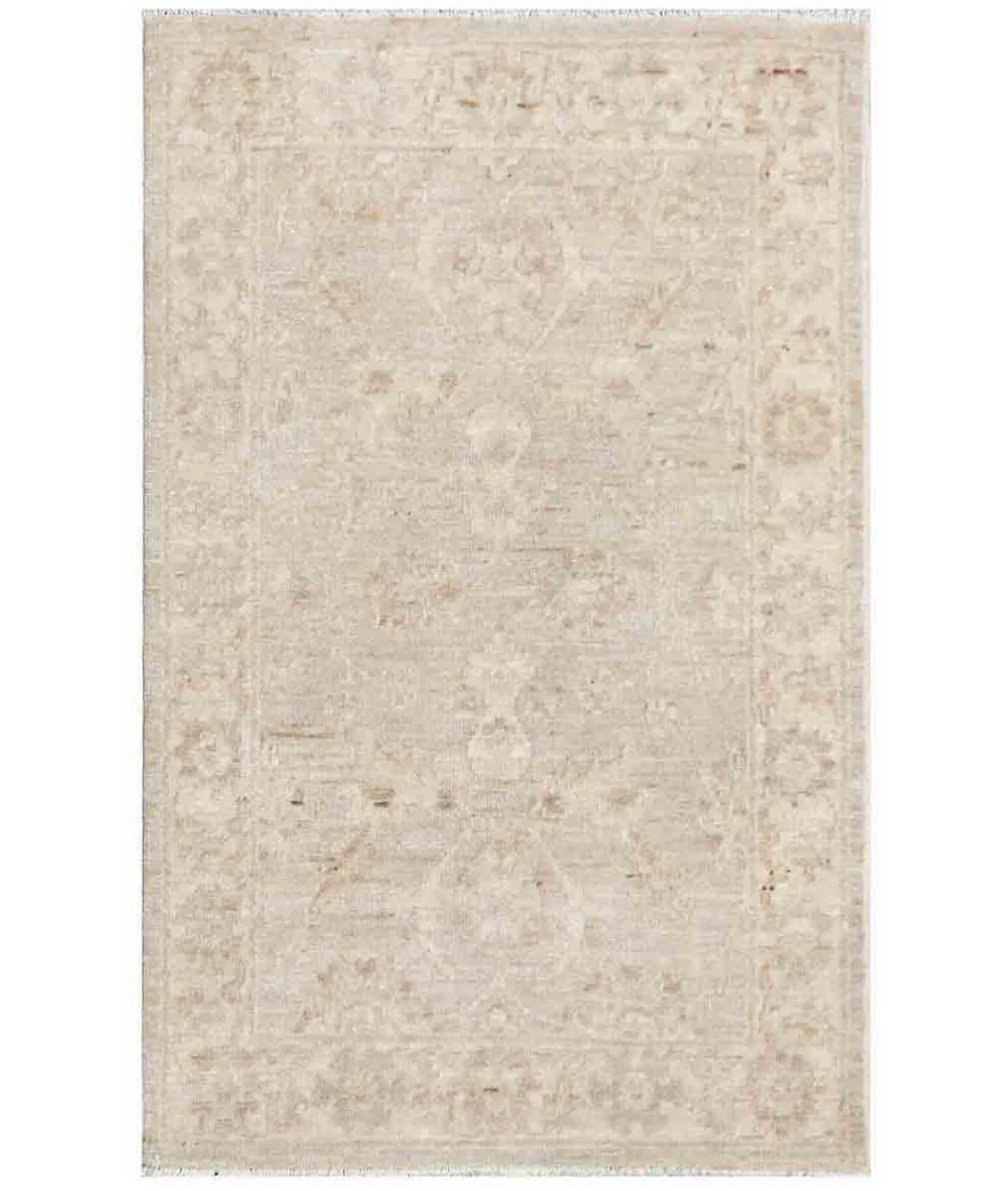 Ivory Afghan Serenity Rug 2' 1" x 3' 2" Hand-Knotted | No. AT74593