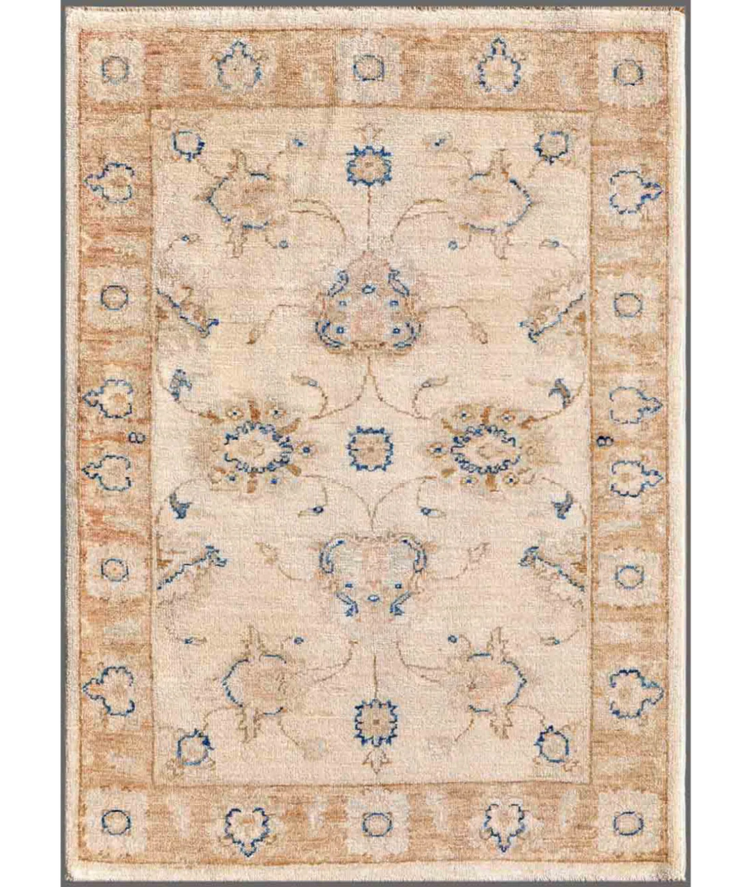 Ivory Afghan Serenity Rug 2' 8" x 3' 8" Hand-Knotted | No. AT74801