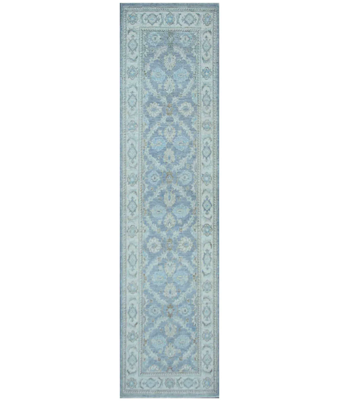 Grey Afghan Runner Rug 2' 6" x 9' 5" Hand-Knotted