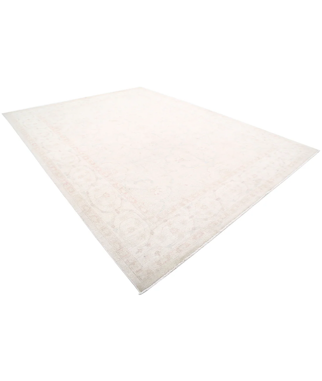 Ivory Afghan Tabriz Rug 10' 4" x 13' 7" Hand-Knotted | No. AT81364