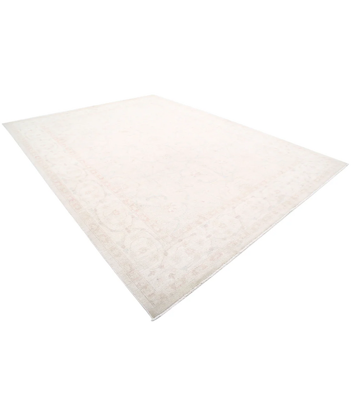 Ivory Afghan Tabriz Rug 10' 4" x 13' 7" Hand-Knotted | No. AT81364