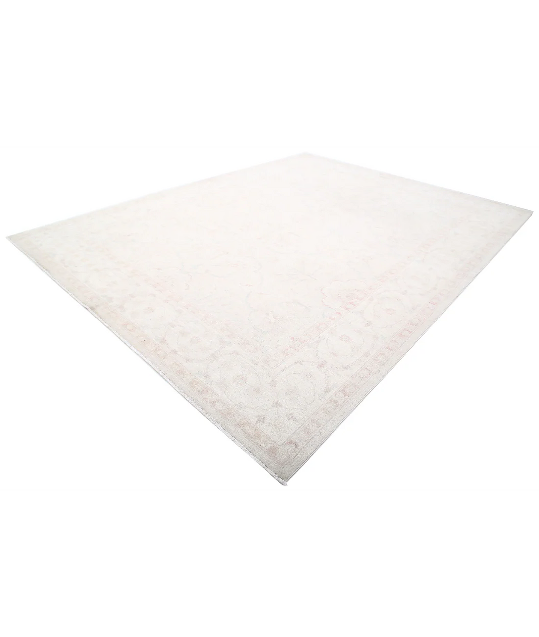 Ivory Afghan Tabriz Rug 10' 4" x 13' 7" Hand-Knotted | No. AT81364