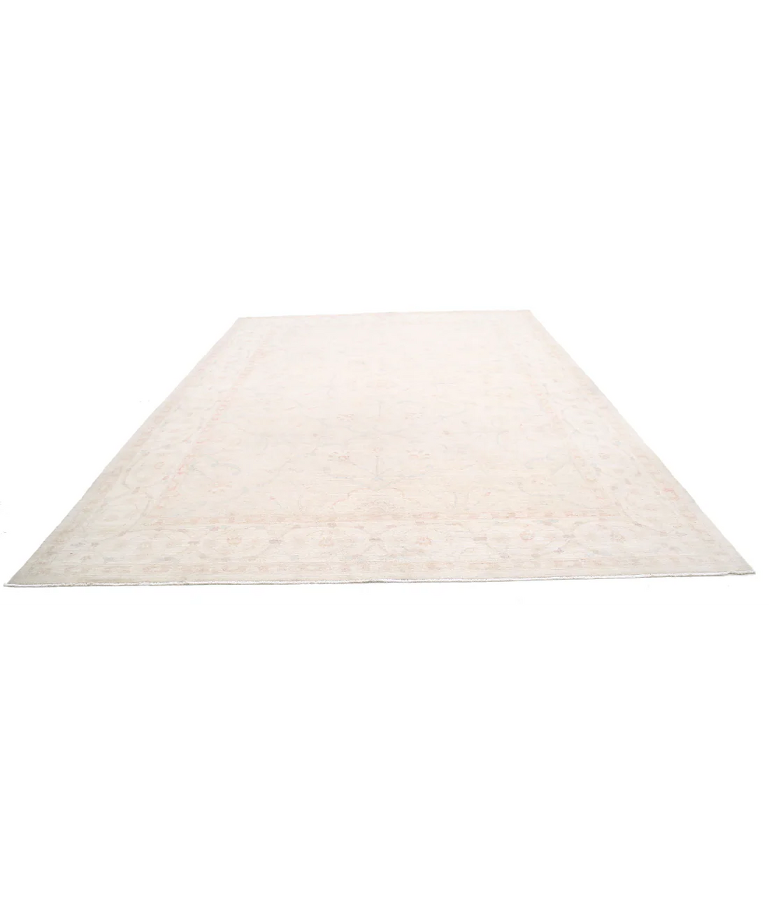 Ivory Afghan Tabriz Rug 10' 4" x 13' 7" Hand-Knotted | No. AT81364
