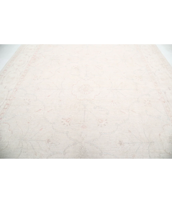 Ivory Afghan Tabriz Rug 10' 4" x 13' 7" Hand-Knotted | No. AT81364