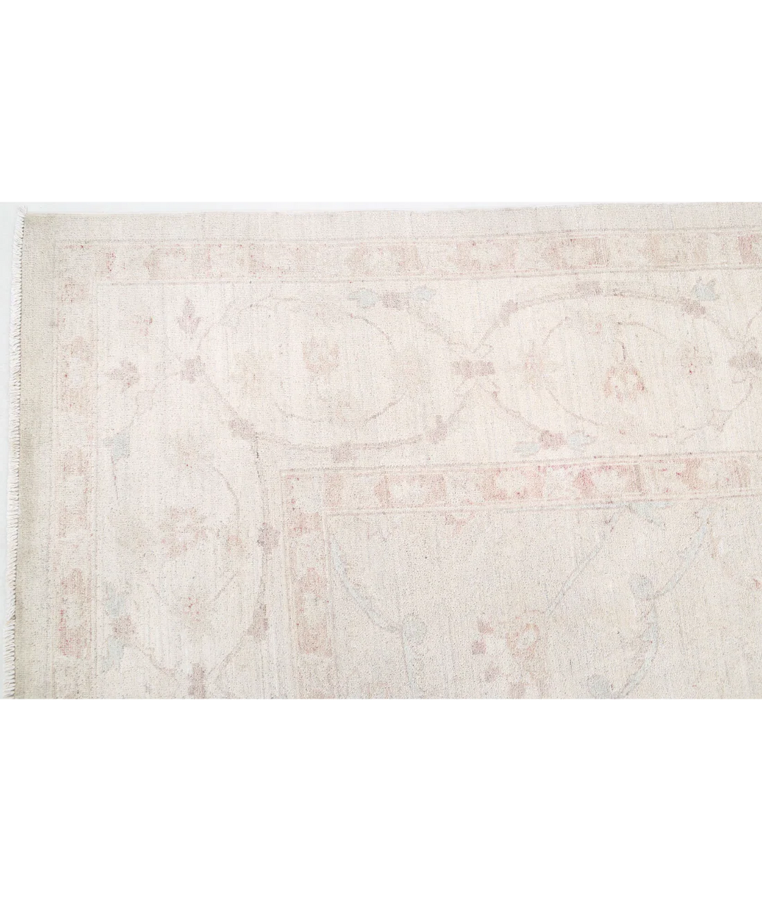 Ivory Afghan Tabriz Rug 10' 4" x 13' 7" Hand-Knotted | No. AT81364