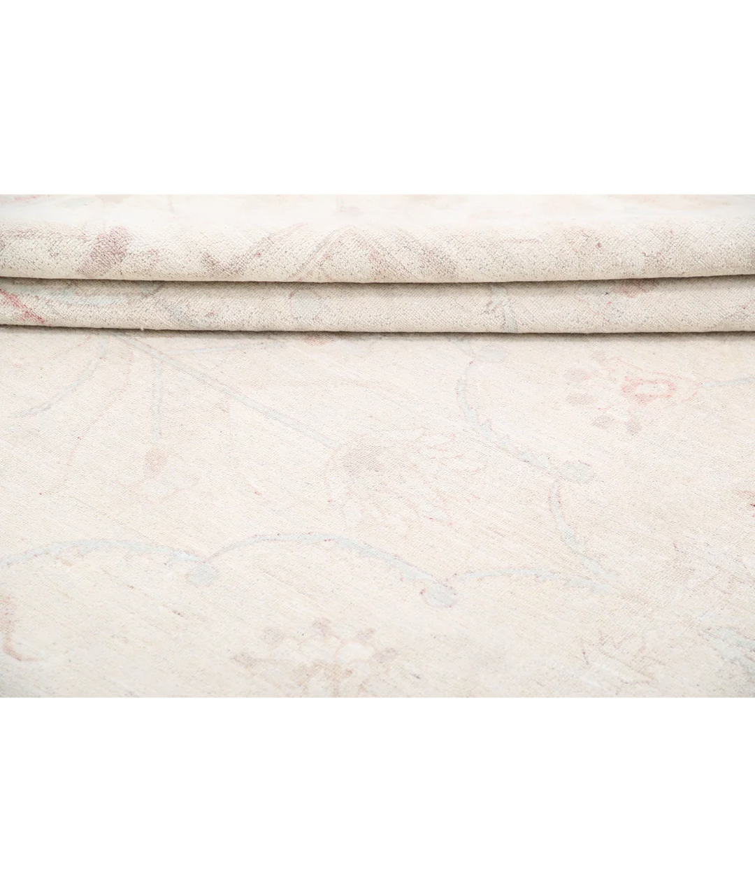 Ivory Afghan Tabriz Rug 10' 4" x 13' 7" Hand-Knotted | No. AT81364