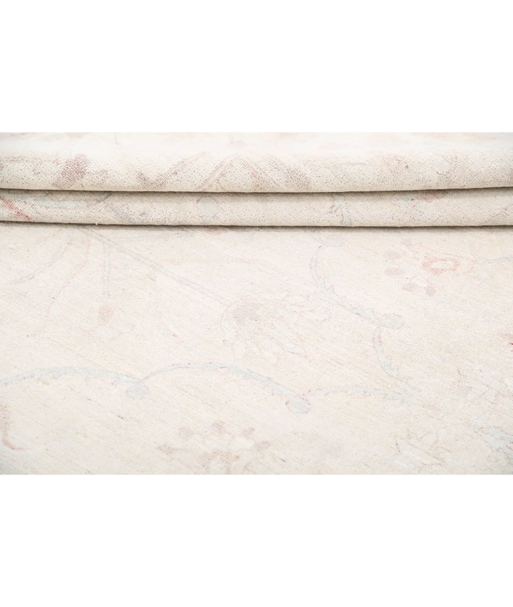 Ivory Afghan Tabriz Rug 10' 4" x 13' 7" Hand-Knotted | No. AT81364