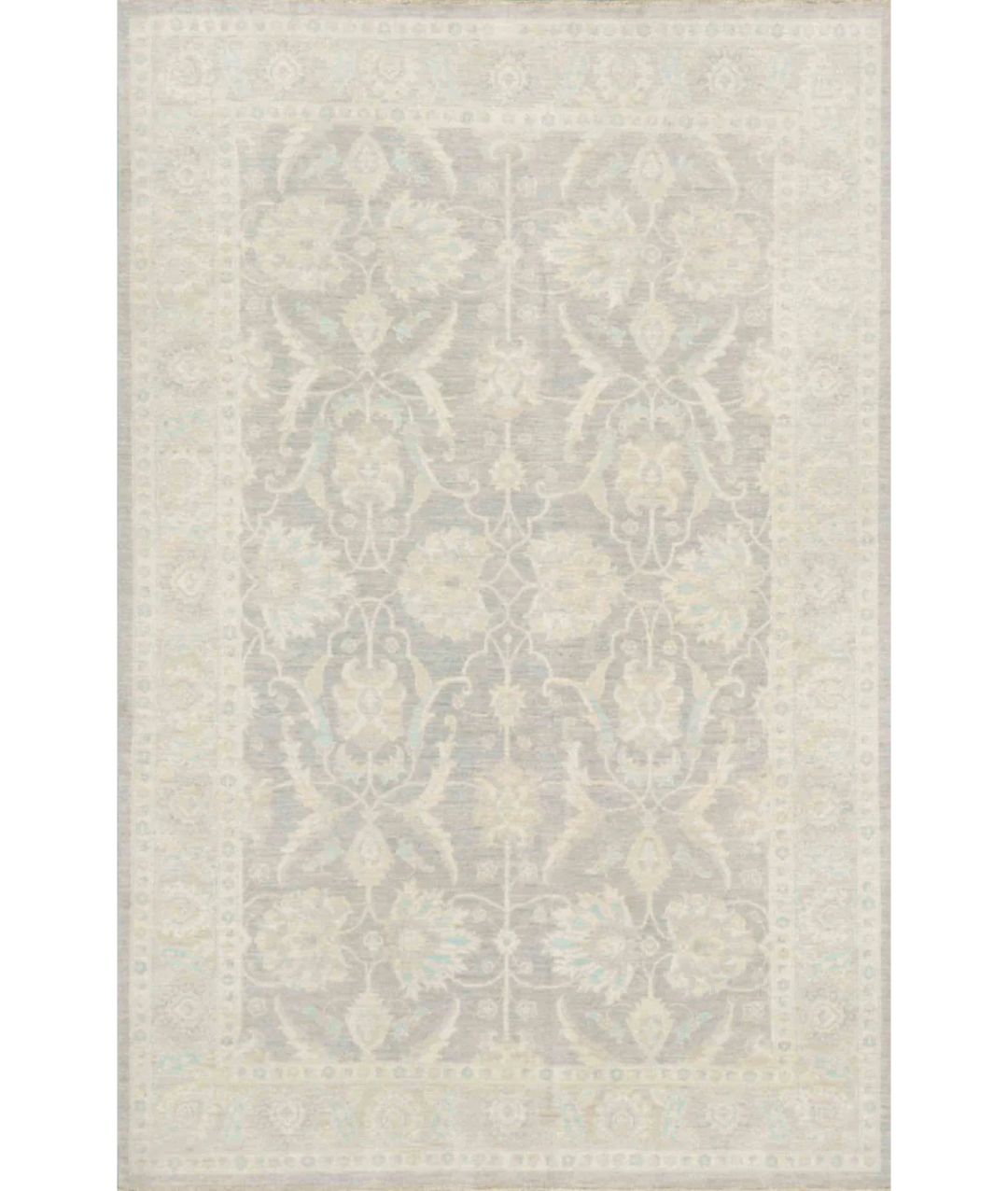 Grey Afghan Serenity Rug 6' 0" x 9' 2" Hand-Knotted