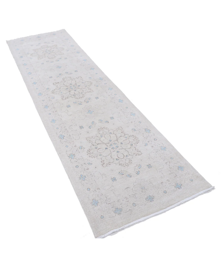 Ivory Afghan Serenity Rug 2' 7" x 8' 7" Hand-Knotted | No. AT72423