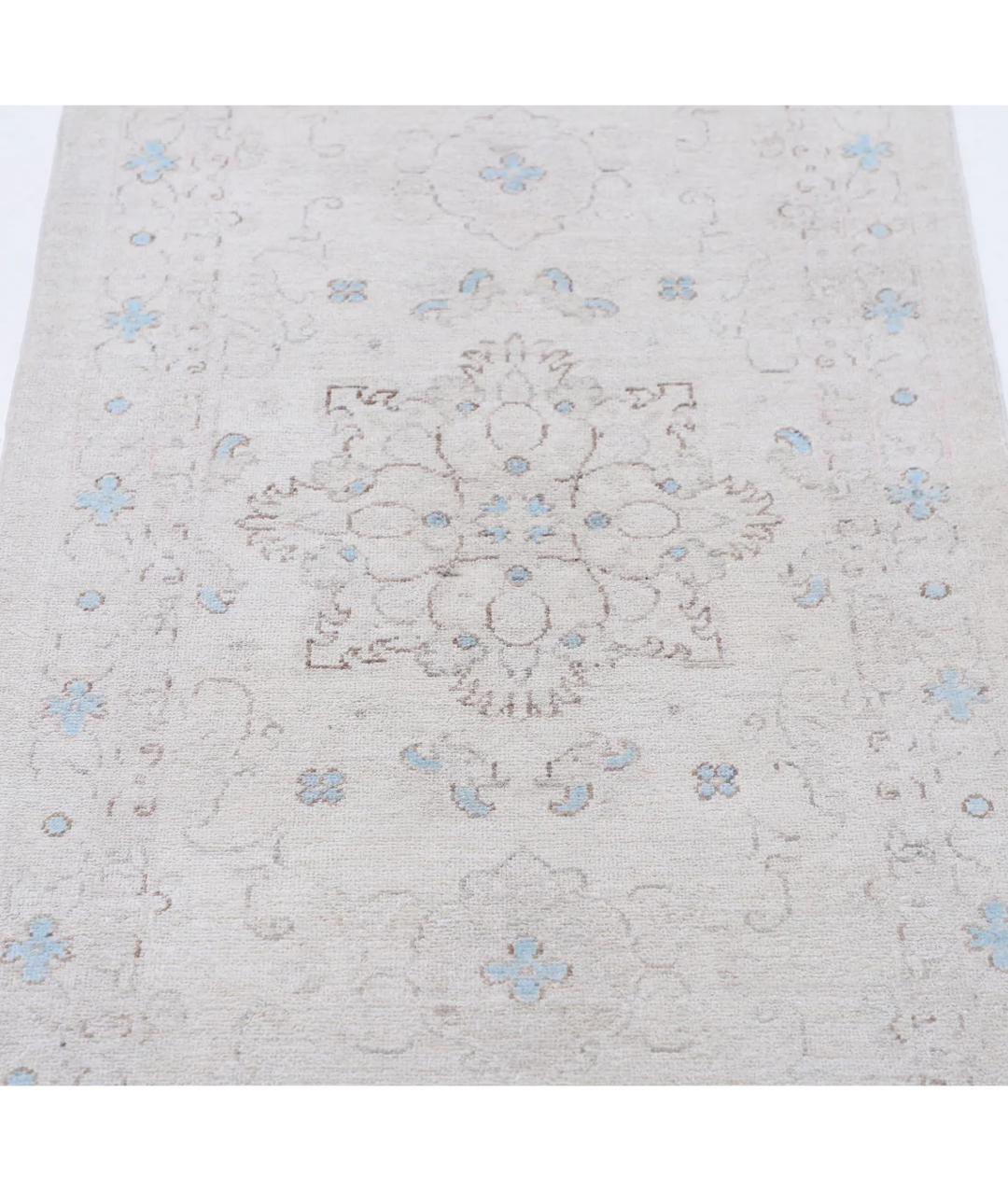 Ivory Afghan Serenity Rug 2' 7" x 8' 7" Hand-Knotted | No. AT72423